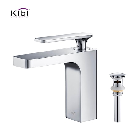 Kibi Infinity Single Handle Bathroom Vanity Sink Faucet with Pop Up Drain C-KBF1006CH-KPW100CH